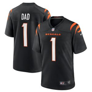 Men’s Cincinnati Bengals Number 1 Dad Nike Black Game Jersey
