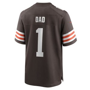 Men’s Cleveland Browns Number 1 Dad Nike Brown Game Jersey