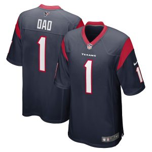 Men’s Houston Texans Number 1 Dad Nike Navy Game Jersey