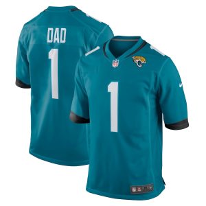 Men’s Jacksonville Jaguars Number 1 Dad Nike Teal Game Jersey