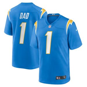 Men’s Los Angeles Chargers Number 1 Dad Nike Powder Blue Game Jersey