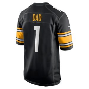 Men’s Pittsburgh Steelers Number 1 Dad Nike Black Game Jersey