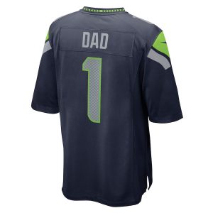 Men’s Seattle Seahawks Number 1 Dad Nike College Navy Game Jersey