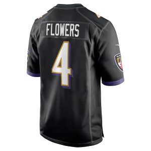 Men’s Baltimore Ravens Zay Flowers Nike Black Team Game Jersey