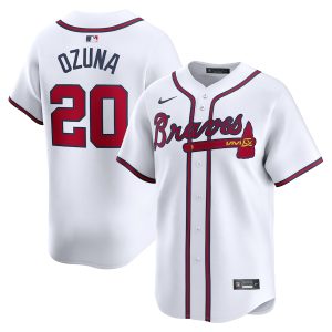 Men’s Atlanta Braves Marcell Ozuna Nike White Home Limited Player Jersey