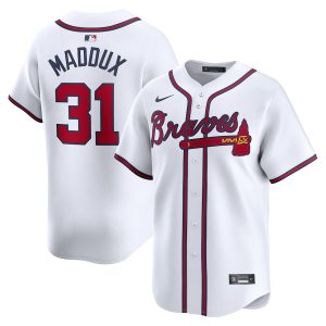 Men’s Atlanta Braves Greg Maddux Nike White Home Limited Player Jersey