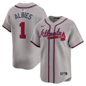 Men’s Atlanta Braves Ozzie Albies Nike Gray Away Limited Player Jersey