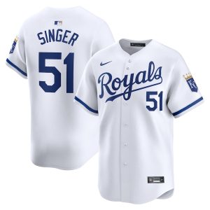 Men’s Kansas City Royals Brady Singer Nike White Home Limited Player Jersey