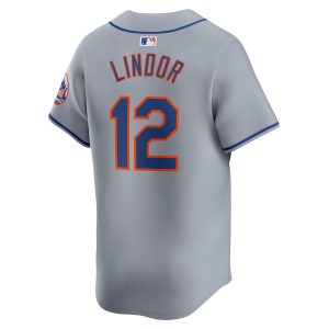 Men’s New York Mets Francisco Lindor Nike Gray Away Limited Player Jersey