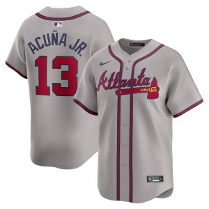 Men’s Atlanta Braves Ronald Acuña Jr. Nike Gray Away Limited Player Jersey