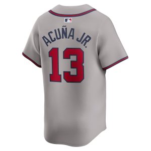 Men’s Atlanta Braves Ronald Acuña Jr. Nike Gray Away Limited Player Jersey