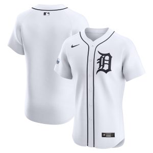 Men’s Detroit Tigers Nike White Home Elite Patch Jersey