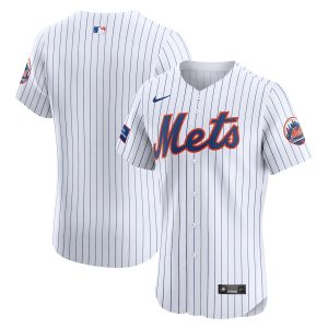 Men’s New York Mets Nike White Home Elite Patch Jersey