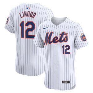 Men’s New York Mets Francisco Lindor Nike White Home Elite Jersey