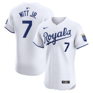 Men’s Kansas City Royals Bobby Witt Jr. Nike White Home Elite Player Jersey