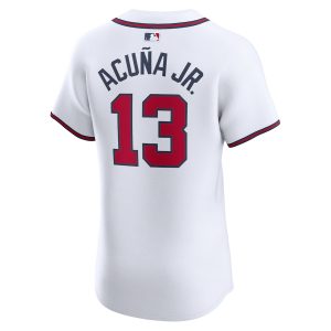 Men’s Atlanta Braves Ronald Acuña Jr. Nike White Home Elite Jersey