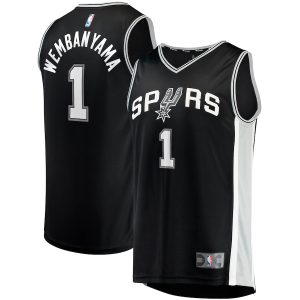 Men’s San Antonio Spurs Victor Wembanyama Fanatics Branded Black Fast Break Replica Jersey – Icon Edition