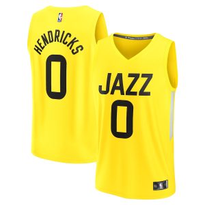 Men’s Utah Jazz Taylor Hendricks Fanatics Branded Yellow Fast Break Replica Jersey – Icon Edition