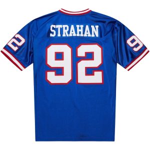 Men’s New York Giants 1993 Michael Strahan Mitchell & Ness Royal Authentic Throwback Retired Player Jersey