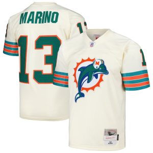 Men’s Miami Dolphins Dan Marino Mitchell & Ness Cream Chainstitch Legacy Jersey