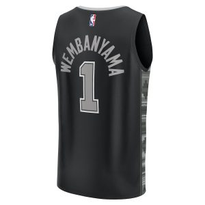 Men’s San Antonio Spurs Victor Wembanyama Fanatics Branded Black Fast Break Player Jersey – Statement Edition