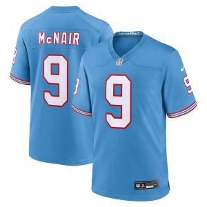 Men’s Tennessee Titans Steve McNair Nike Light Blue Oilers Throwback Retired Player Game Jersey