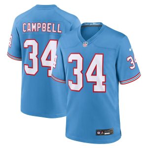 Men’s Tennessee Titans Earl Campbell Nike Light Blue Oilers Throwback Retired Player Game Jersey
