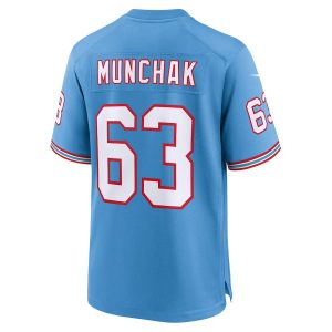 Men’s Tennessee Titans Mike Munchak Nike Light Blue Oilers Throwback Retired Player Game Jersey