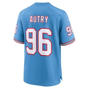 Men’s Tennessee Titans Denico Autry Nike Light Blue Oilers Throwback Player Game Jersey