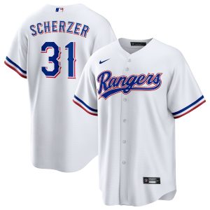 Men’s Texas Rangers Max Scherzer Nike White Home Replica Player Jersey