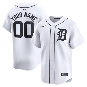 Men’s Detroit Tigers Nike White Home Limited Custom Jersey