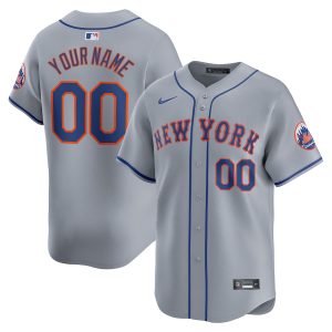 Men’s New York Mets Nike Gray Away Limited Custom Jersey