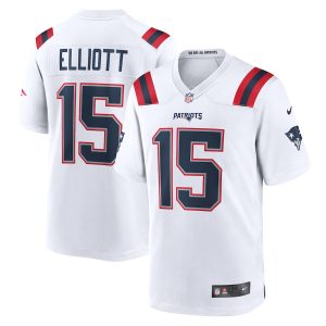 Men’s New England Patriots Ezekiel Elliott Nike White Game Player Jersey