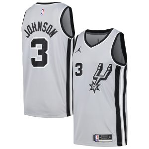 Men’s San Antonio Spurs Keldon Johnson Nike Silver Swingman Player Jersey – Statement Edition