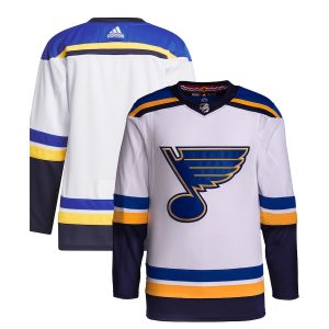 Men’s St. Louis Blues adidas White Away Primegreen Authentic Jersey