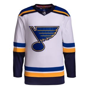 Men’s St. Louis Blues adidas White Away Primegreen Authentic Jersey