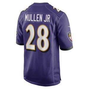 Men’s Baltimore Ravens Trayvon Mullen Jr. Nike Purple Team Game Jersey