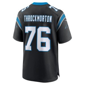 Men’s Carolina Panthers Calvin Throckmorton Nike Black Team Game Jersey