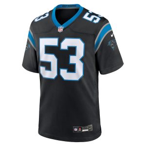 Men’s Carolina Panthers Claudin Cherelus Nike Black Team Game Jersey