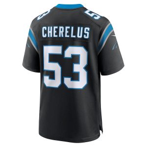 Men’s Carolina Panthers Claudin Cherelus Nike Black Team Game Jersey