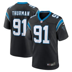 Men’s Carolina Panthers Nick Thurman Nike Black Team Game Jersey