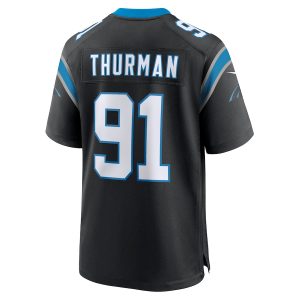 Men’s Carolina Panthers Nick Thurman Nike Black Team Game Jersey