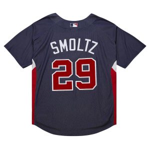 Men’s Atlanta Braves John Smoltz Mitchell & Ness Navy Cooperstown Collection Mesh Batting Practice Jersey