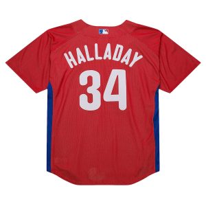 Men’s Philadelphia Phillies Roy Halladay Mitchell & Ness Red Cooperstown Collection 2010 Batting Practice Jersey