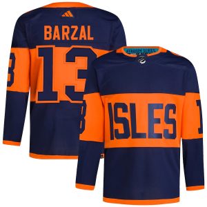 Men’s New York Islanders Mathew Barzal adidas Navy 2024 NHL Stadium Series Primegreen Authentic Player Jersey