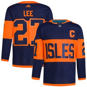 Men’s New York Islanders Anders Lee adidas Navy 2024 NHL Stadium Series Primegreen Authentic Player Jersey