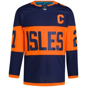 Men’s New York Islanders Anders Lee adidas Navy 2024 NHL Stadium Series Primegreen Authentic Player Jersey