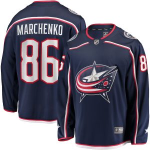 Men’s Columbus Blue Jackets Kirill Marchenko Fanatics Branded Navy Home Breakaway Jersey