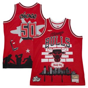 Men’s Chicago Bulls Mitchell & Ness x Tats Cru Red Hardwood Classics Fashion Jersey