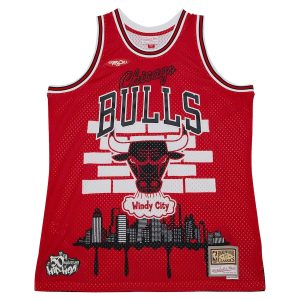 Men’s Chicago Bulls Mitchell & Ness x Tats Cru Red Hardwood Classics Fashion Jersey